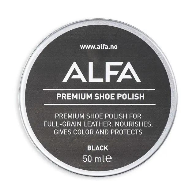 Alfa Shoe Care Polish Black Skokrem som pleier og beskytter 