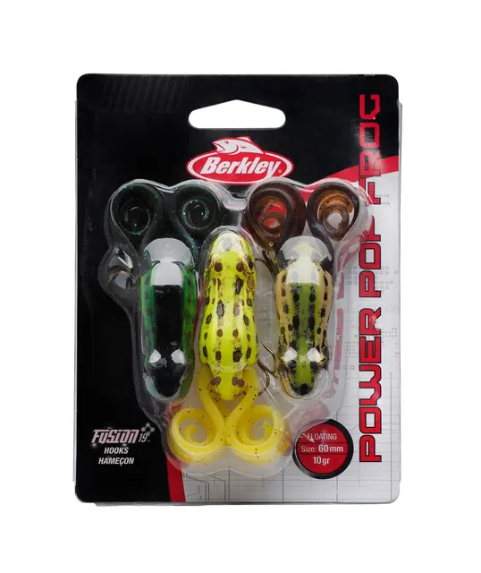 Berkley Power Pop Frog 3-pack Flytande poppergroda med powerbait ben 