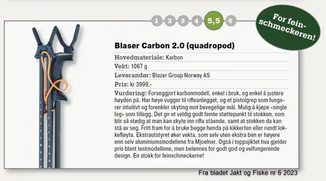 Blaser Carbon Shooting Stick 2.0 Skytestokk i karbon for feinsmeckeren 