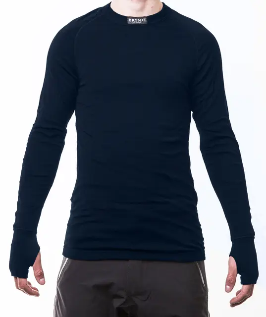 Brynje Arctic Shirt med tumgrepp XS Ventilerande tröja m/rund hals - Navy 
