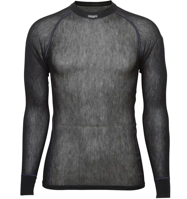 Brynje Wool Thermo Light Shirt XS Trøye med rund hals og lang arm - Sort 
