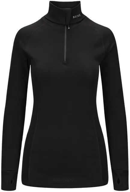 Brynje W's Arctic Zip Polo Black S Långa ärmar med tumgrepp 