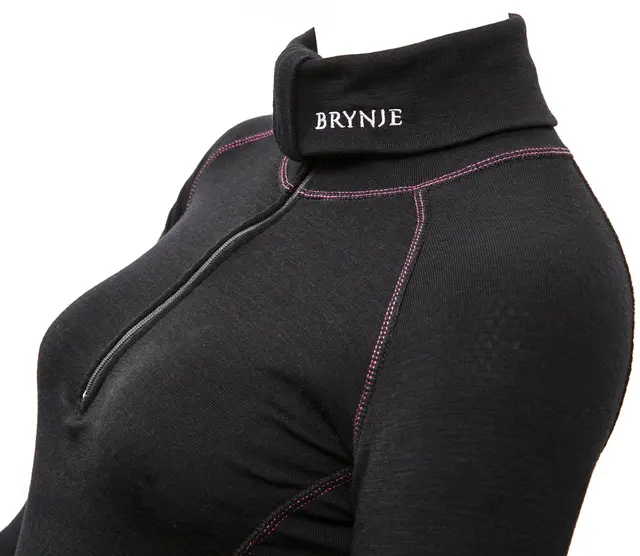 Brynje W's Arctic Zip Polo Black S Långa ärmar med tumgrepp 