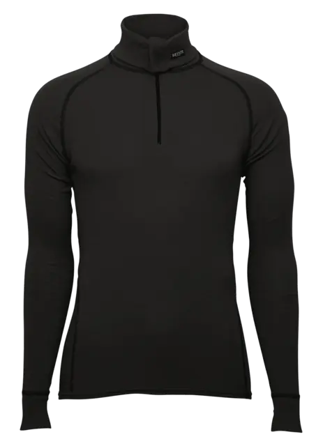 Brynje Classic Zip Polo Svart XS Tettstrikket merinoull, fineste kvalitet 