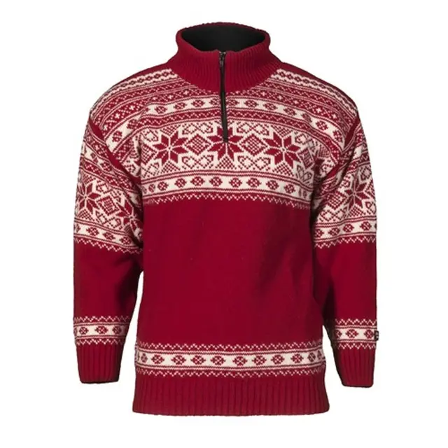 Bråtens Snøstjerne Genser Rød S Ullgenser med tradisjonellt mønster 