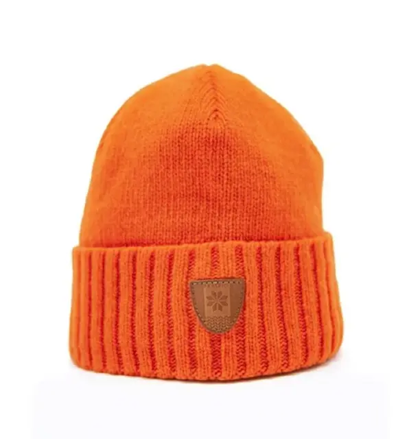 Bråtens Beanie Lykkja Orange One-Size Myk ribbestrikket lue av 100% ull 