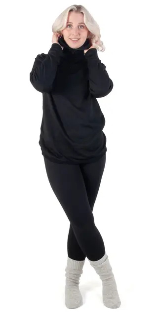 Bråtens Ullfrotté Trøye med Zip Sort S 