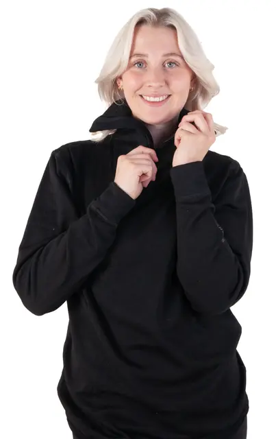 Bråtens Ullfrotté Trøye med Zip Sort S 