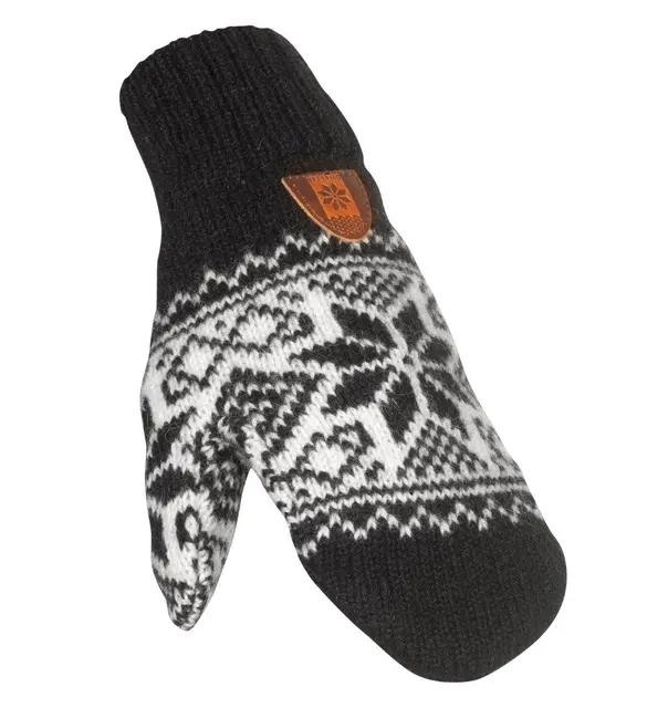 Bråtens Snöstjärna Vantar Svart/vit M Ullvantar med mjuk fleece inuti 