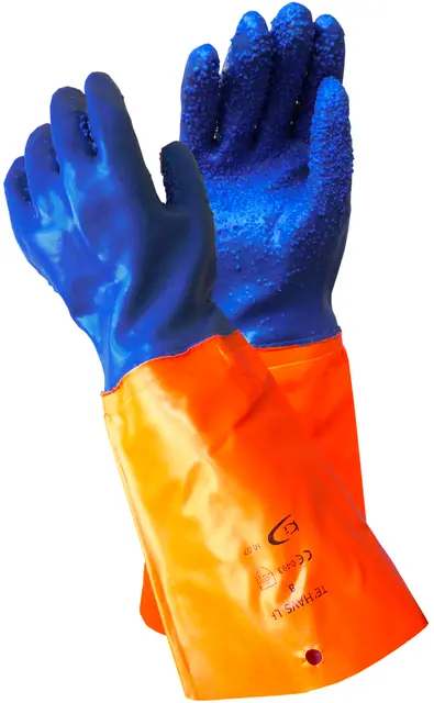 Te`havs fiskehandskar Str. 9 Lång och robust utan foder 