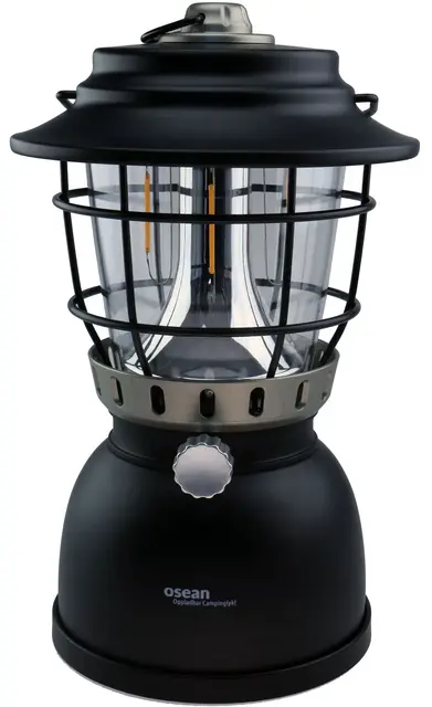 Osean Oppladbar Campinglykt Matt Svart Robust og lyssterk, 500 Lumen 