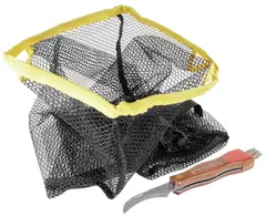 Örn svamp-pickuppsättning Skarp vikbar kniv w/pensel samt nät