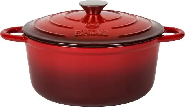 Espegard Gjutjärnsgryta 4 L Röd emalj för eld och induktion 