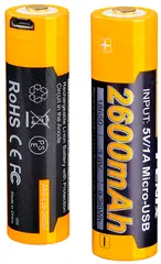 Fenix 18650 Batteri 2600 mAh USB Laddas med micro-USB, 1 stk batteri
