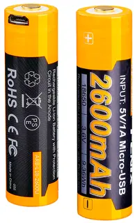 Fenix 18650 Batteri 2600 mAh USB Laddas med micro-USB, 1 stk batteri