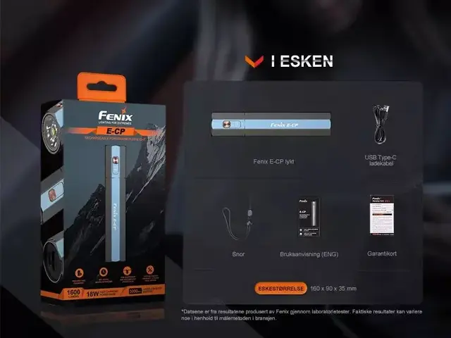 Fenix E-CP Ledlykt med powerbank 1600lm Oppladbar lommelykt og powerbank 