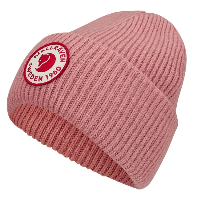 Fjällräven 1960 Logo Hat Dusty Rose Behagelig strikkelue i lammeull 