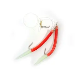 Fladen Gummi Mac- Red Lumi Tail Rig 2 krokar