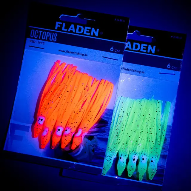 Fladen Octopus Luminous 6cm 5-pack grön UV Bläckfisk 