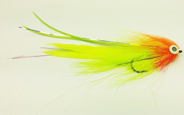 Bauer Pike Deceiver #4/0 Red & Chartreus Kvalitetsflugor från välkänd märke 