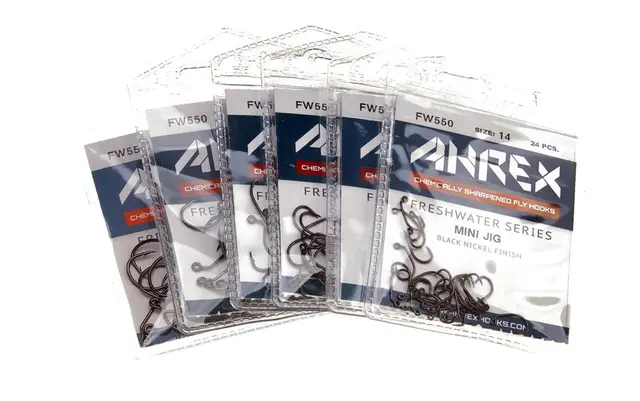 Ahrex FW550 Mini Jig Barbed #8 24pack 24pack Flugbindningskrok jiggfluga 