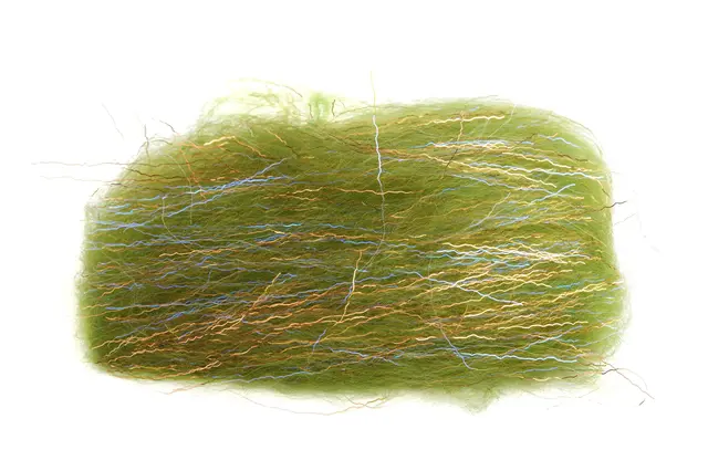 Flydressing Titan dubbing Rusty Olive Långfiberdubbning med blixt 