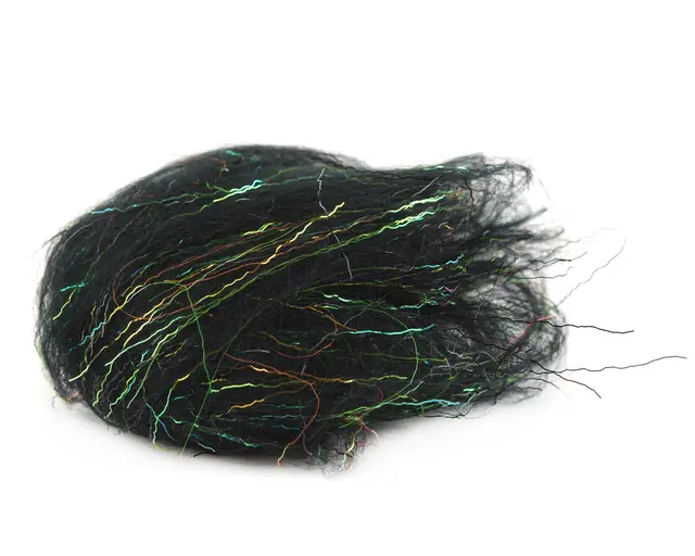 Flydressing Titan dubbing Black FireT. Långfiberdubbning med blixt 