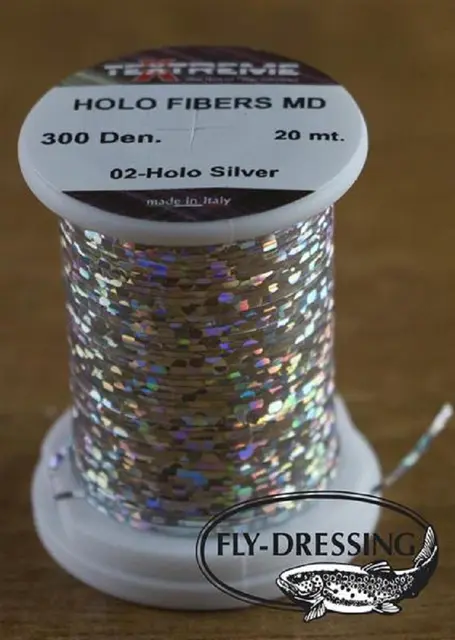 Textreme Holo Fibers M silver Holografisk tråd till flugbindning 