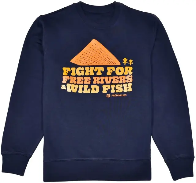 Frödin Free Rivers & Wild Fish Sweat M Sweatshirt, Navy Blue 