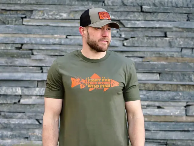 Frödin Free Rivers & Wild Fish TShirt M Khaki Green 