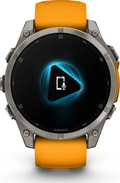 Garmin fenix 8 47 mm AMOLED Sapphire Titan med oransje/grafitt silikonrem 