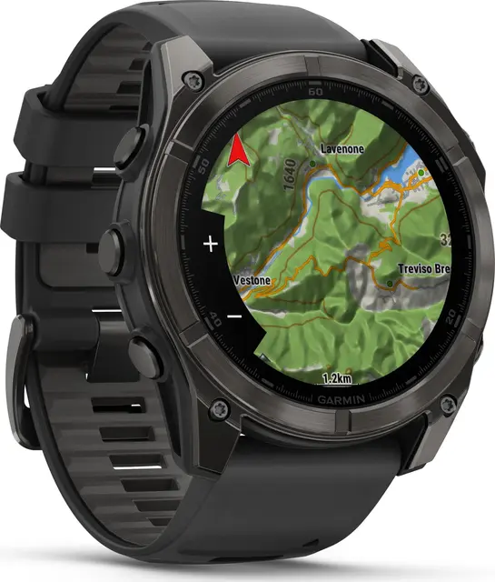 Garmin fenix 8 51 mm AMOLED Sapphire Karbongrå DLC med sort/grå silikonrem 