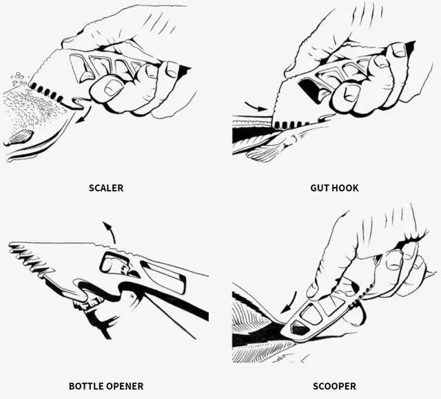 Gerber Gutsy Gut Scoop Scaler Silver Fjällskrapare med buköppnare 