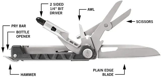 Gerber ArmBar Drive Onyx Multiverktyg med 8 funktioner, 88g 