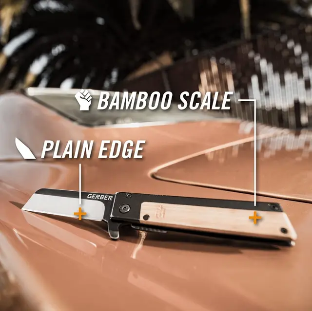Gerber Quadrant Bamboo Fällkniv med bambus och fingerflip 