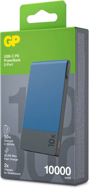 GP Powerbank M2 Blue 10000 mAh, 22,5 W laddningshastighet 