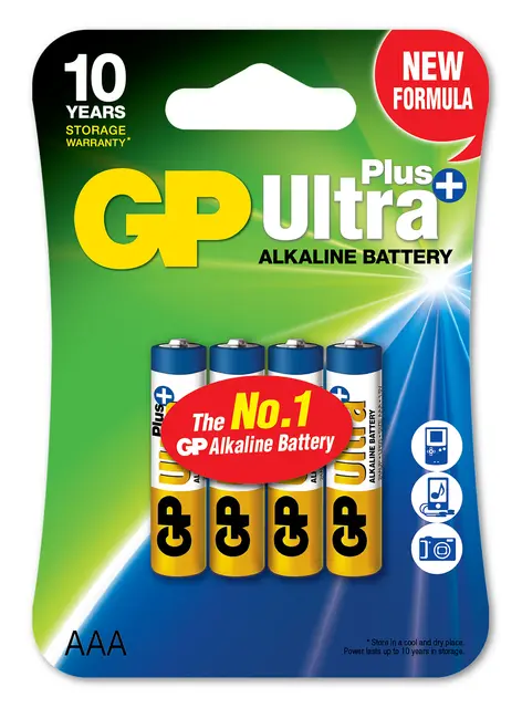 GP Ultra Plus Alkaline AAA-batteri 4-stk 