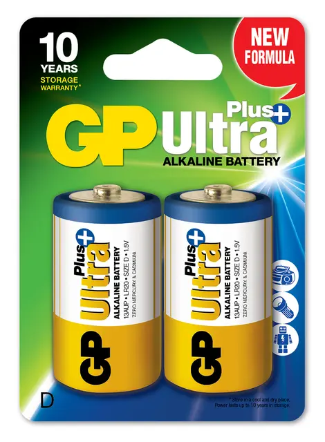 GP Ultra Plus Alkaline D-batteri 2-stk LR20 batterier 