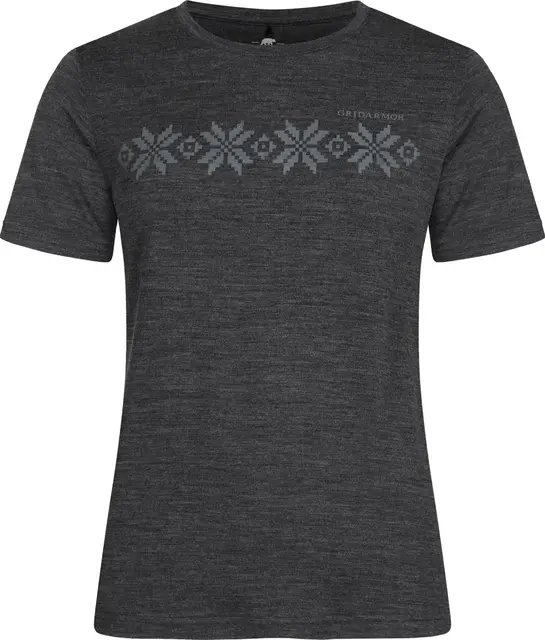 Gridarmor Larsnes Merino T-skjorte W L Dk. greymelange 