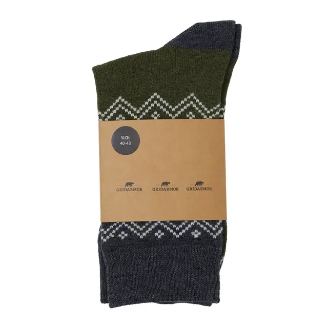 Gridarmor Heritage merino socks 36-39 Green/Grey/White 