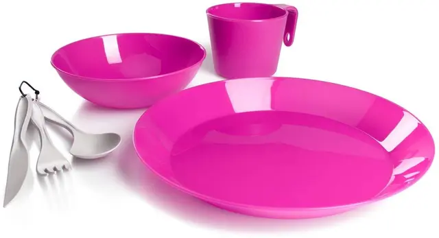 GSI Cascadian Table set Magenta Kopp, bestick, tallrik och skål 