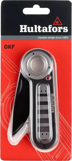 Hultafors OKF fällkniv till fritidsbruk Robust fällkniv i svartbelagt aluminium 