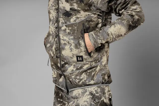 Härkila Mountain Hunter Expedition M Fleece Hoodie med glidelås og hette 