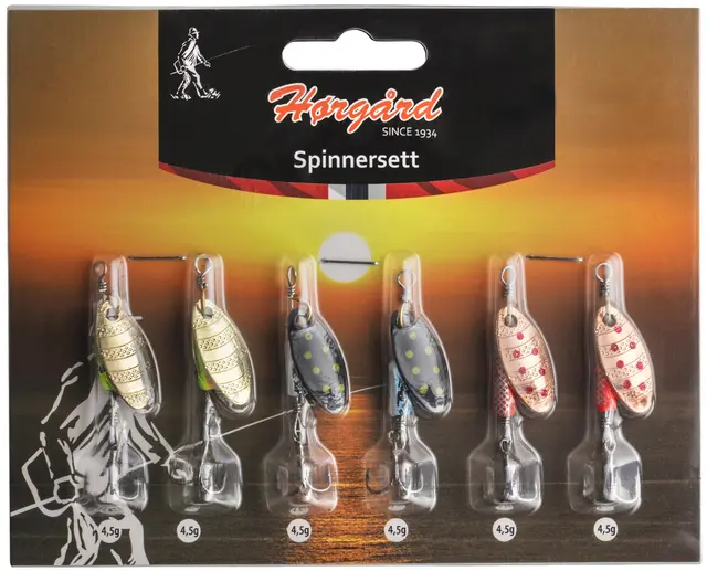 Hørgård Öring Spinnaree 6-pack 4,5g Sex lätta spinnare för sötvattensfiske 