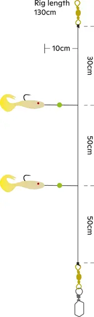 Kinetic Sabiki Shad Tail #6/0 Glow/Yellow 