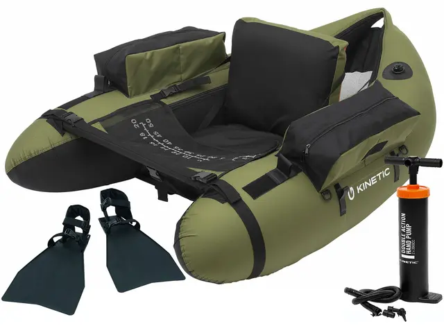 Kinetic Fish Hunter Belly Boat Paket Paket med flytring, simfötter och pump 