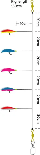 Kinetic Sabiki Rooster Tail #2/0 Multi Color 