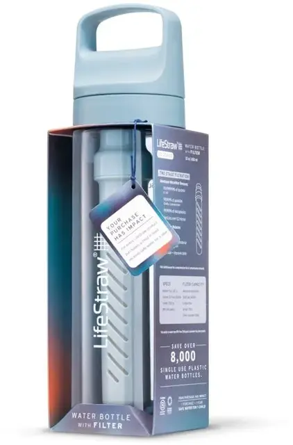 Lifestraw Go 2.0 650ml Icelandic Blue Filterflaske for reise og daglig bruk 