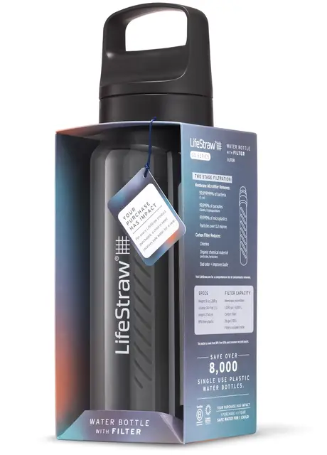 Lifestraw Go 2.0 1L Nordic Noir Filterflaske for reise og daglig bruk 