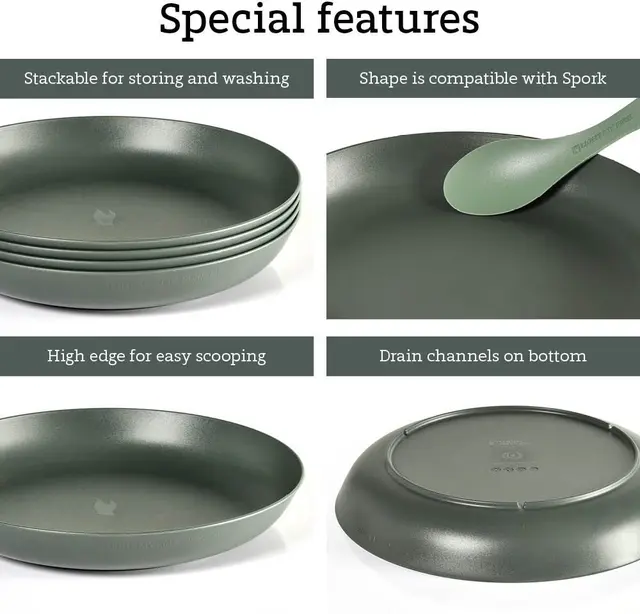 Light My Fire RamenPlate 4-pk Sage Green Allsidig og stablebar tallerken 